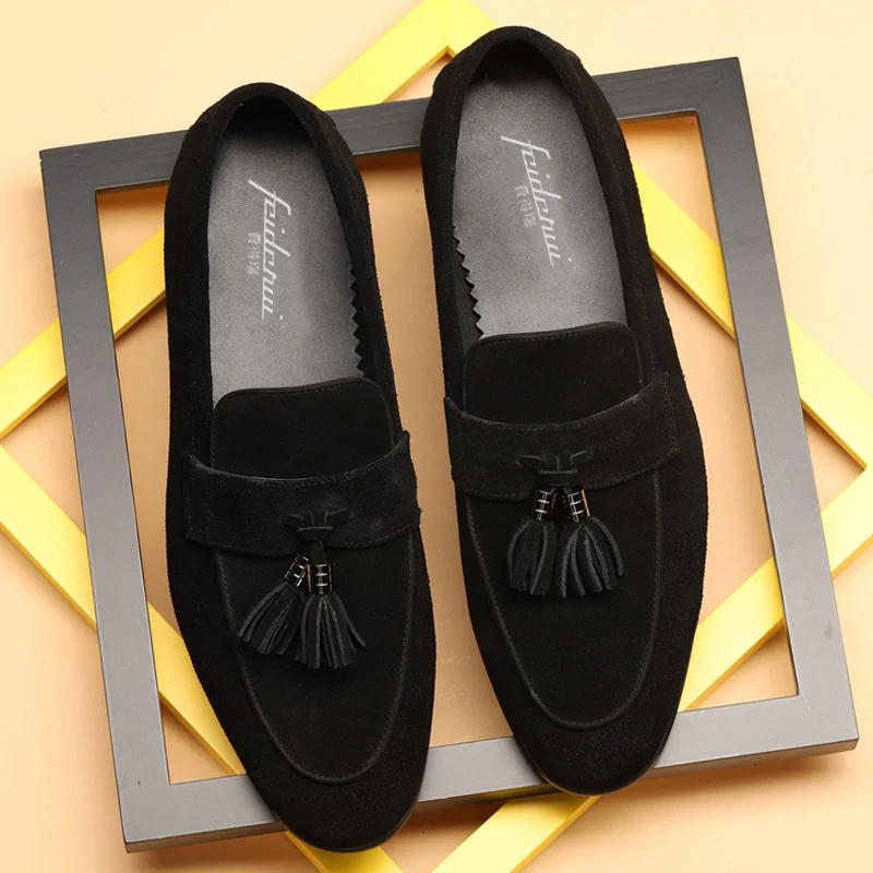 Мужские замшевые мокасины ручной работы удобные лоферы из натуральной кожи с