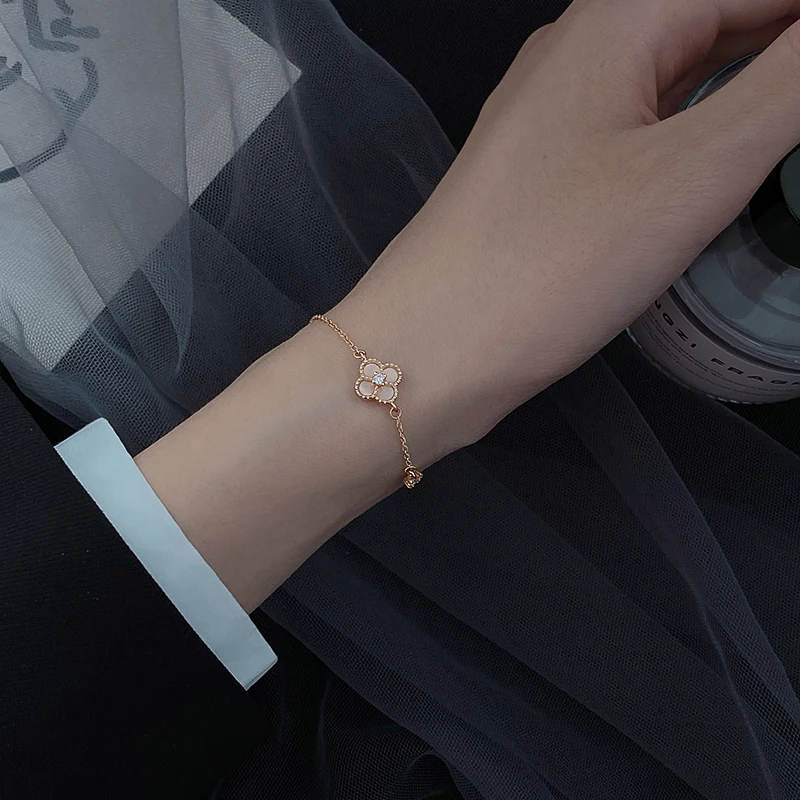 925 стерлингового серебра розовое золото Lucky четырехлистным клевером для Girlfriends'