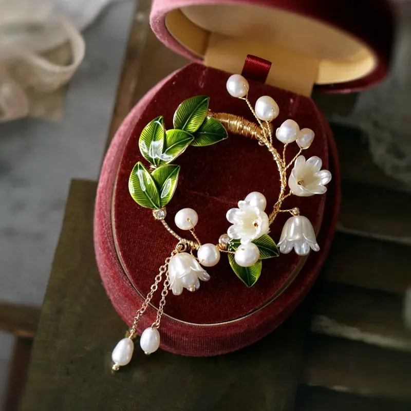 Женская Винтажная Брошь В Виде Цветка тюльпана с натуральным жемчугом |