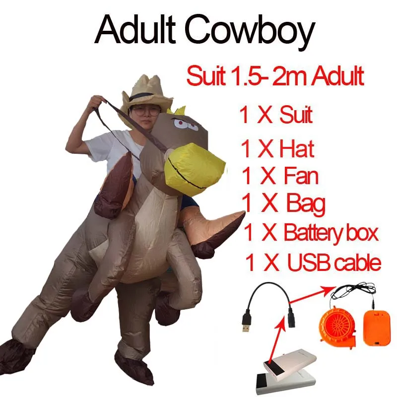 Надувной костюм ковбоя для верховой езды нарядное платье взрослых оленя