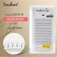 seashine eyelashes extensions short stem 1 tray 0 07 0 10mm 8 18mm premade volume fans false lashes natural long c d curl makeup