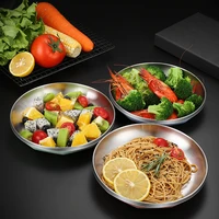 stainless steel dinner plates round serving tray plate steak salad cake cake snack tray plates anti scalding storage plate