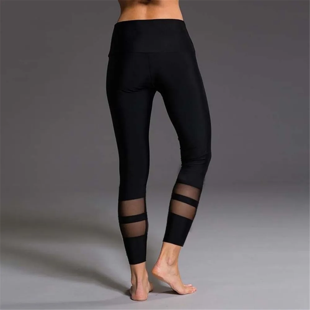 

Brand Mesh Leggings Yoga Women Pants Black Gray Low Waist Skinny Running Sport Leggings