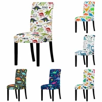 cartoon dinosaur elastic dining chair slipcover stretch anti dirty kitchen seat case stretch chair covers for banquet
