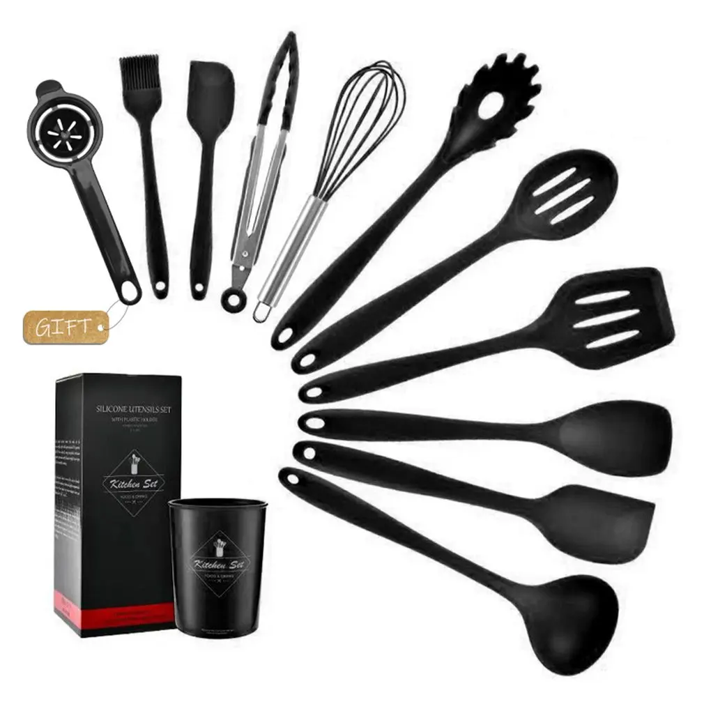 

10pcs Silicone Kitchenware Non-stick Cookware Cooking Tool Spatula Ladle Shovel Spoon Soup Kitchen Utensils Set