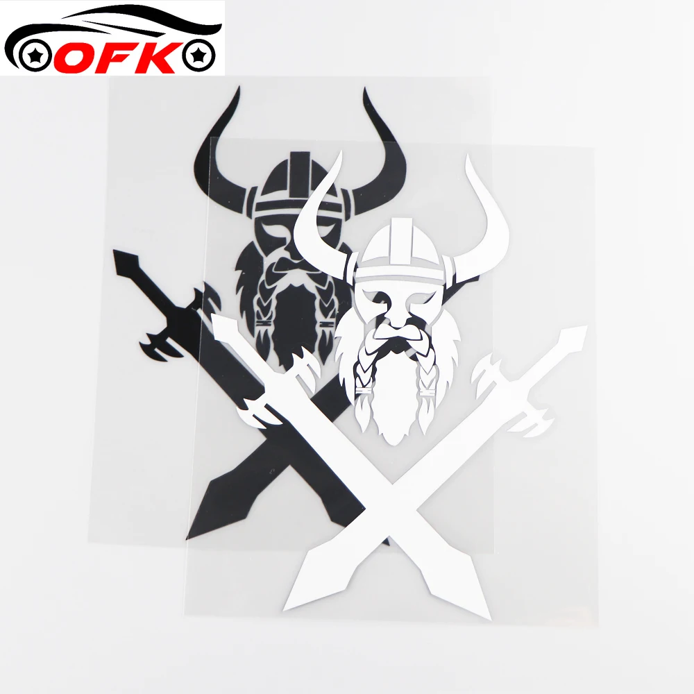 

Creative Car Stickers Viking Head Cross Sword Simple Personalized Vinyl Body Decoration Decal 17.5CM*14.2CM