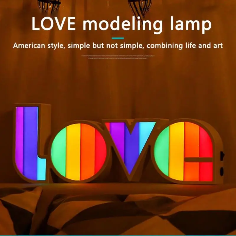 

LED Letter Night Light Confession Desk Lamp English LOVE Letter Lamp Box Rainbow Decorative Lights Christmas Gift Home Gadget