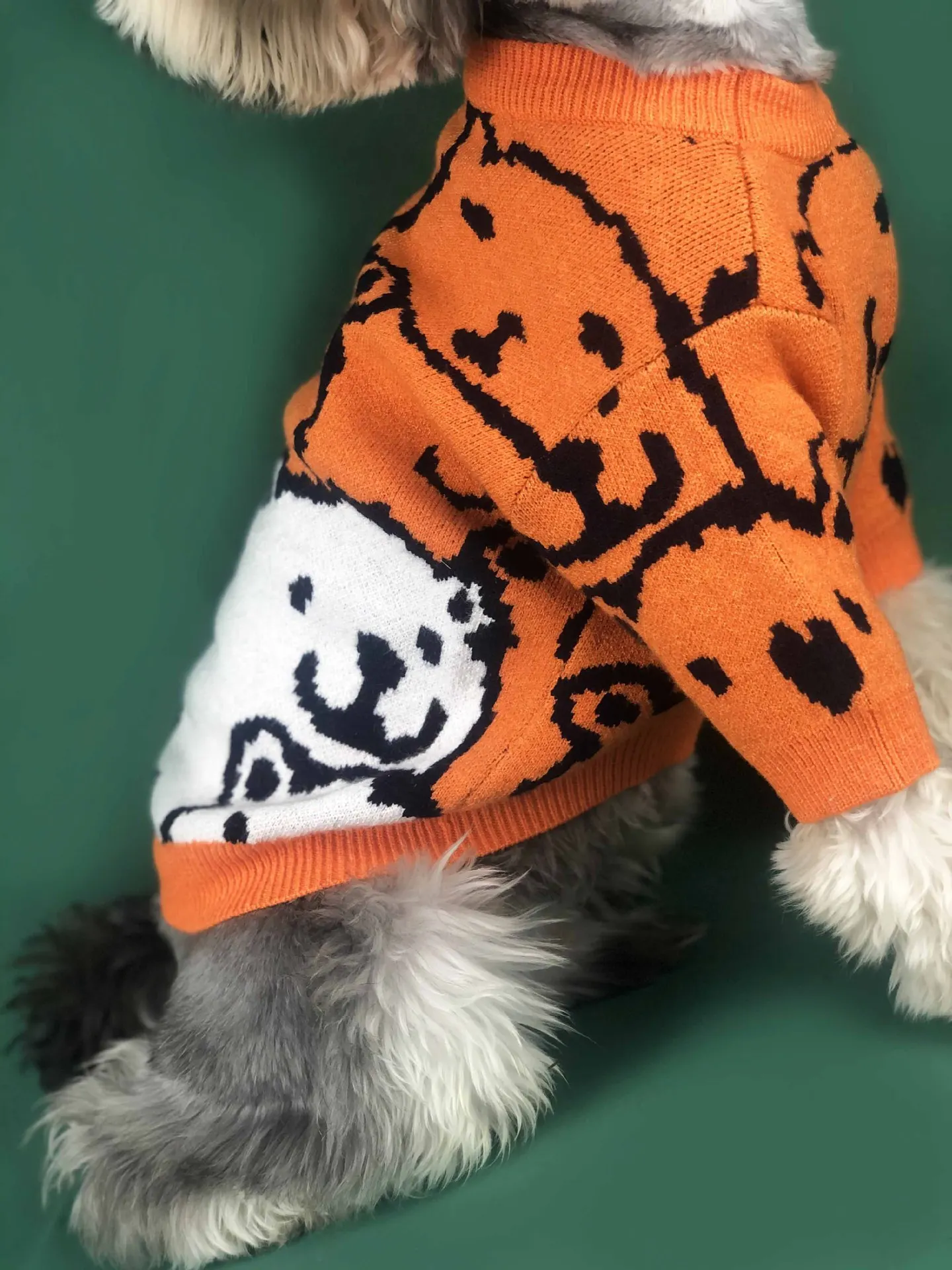 Schnauzer восхитительный свитер со щенком, теплая одежда для собак, милый свитер для собак, домашняя одежда для плюшевого мопса, свитер с рисунком бульдога