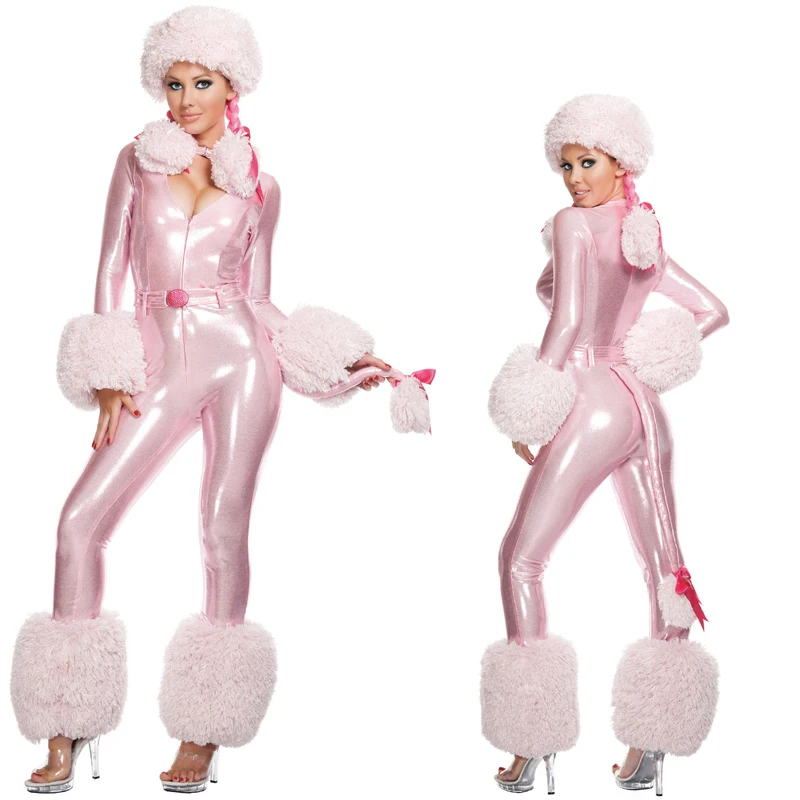 Комбинезон женский плюшевый в виде кошки пикантный розовый костюм для косплея