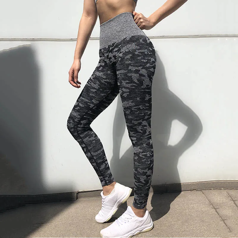 Бесшовные камуфляжные женские Леггинсы пуш-ап для фитнеса с высокой талией