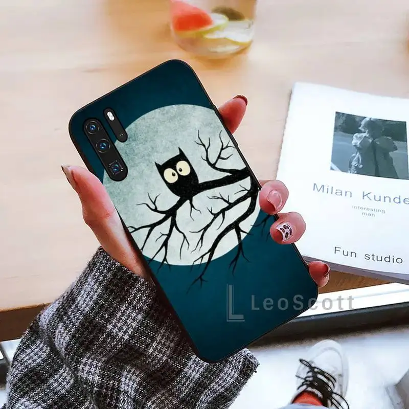 

Cute Owl Hearts Lover Christmas Phone Case black For Huawei honor Mate mate P 10 9X 10i 20 30 40 y7 lite pro p smart 2019