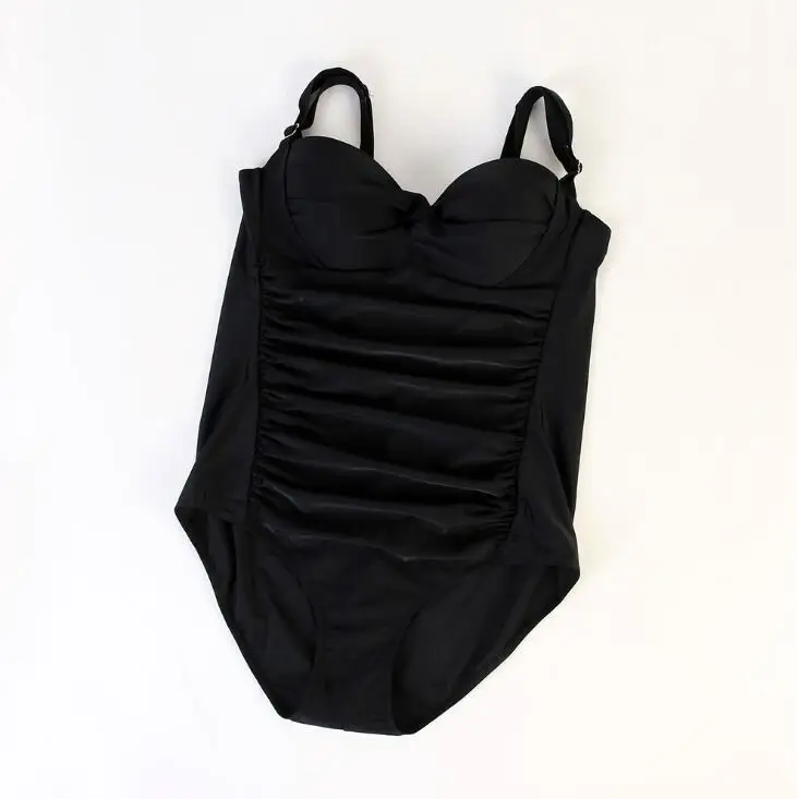 Однотонный Цельный купальник большого размера черные купальники купальный