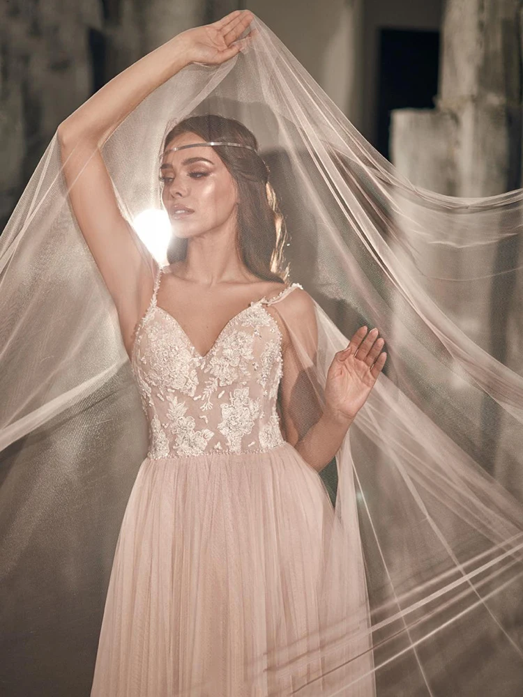 

Hi Shy Bride New Simple Wedding Dress Backless Sleeveless Design Chiffon Lace Bride Dresses Princess Dress Plus Size Tailor-made