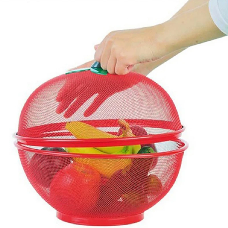 

Nordic Grid Fruit Basket with Lid Household Kitchen and Living Room Insect-Proof Plastic Fruit Plate