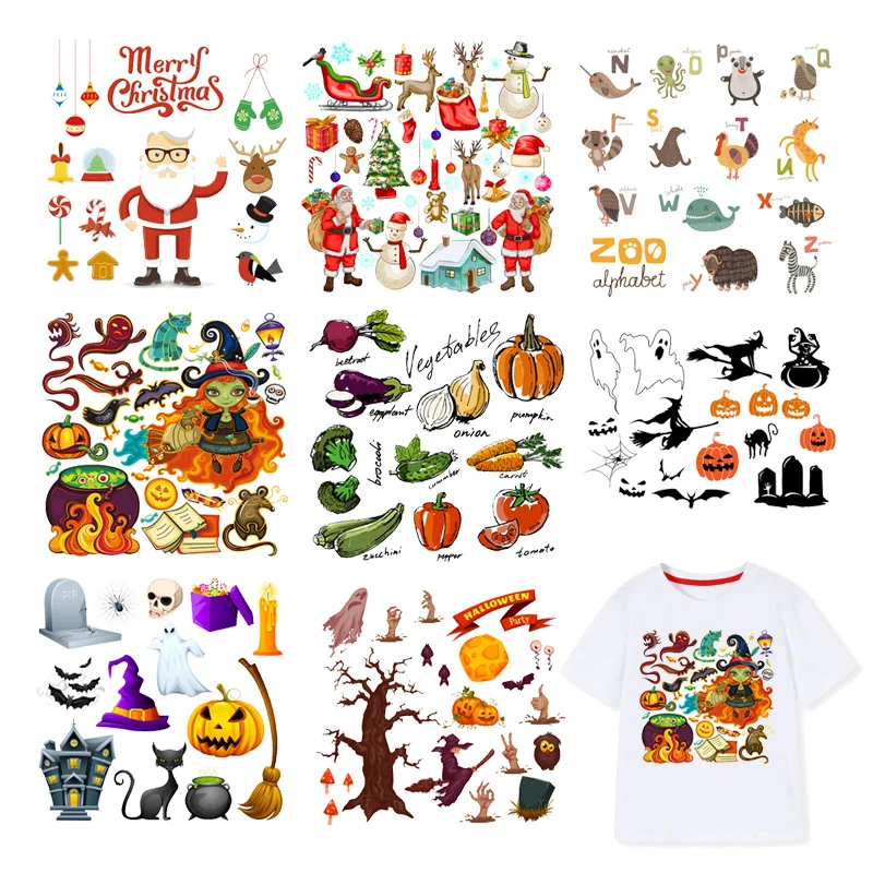 Термоклейкие рождественские нашивки для одежды на Хэллоуин футболка мальчиков и
