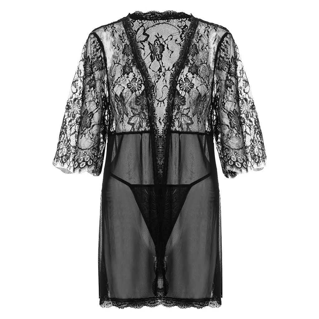 

Ladies Lace Sexy Lingerie Underwear Transparent Lace Bra G-string Temptation Rob Brief Belt Erotic Porno Lenceria Sleepwear