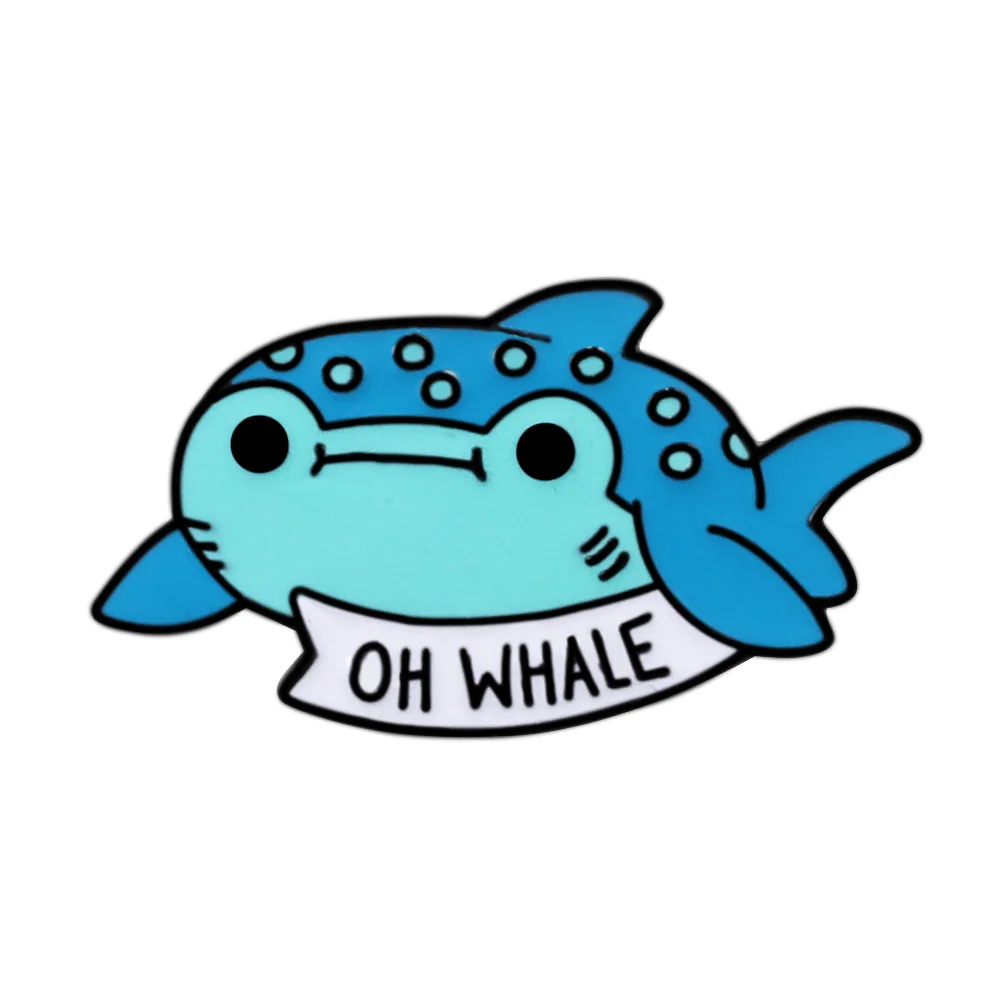 whale Океан животное брошка мультфильм милый Морской Мир Рыба Акула фугу Рыба Кит мини Эмаль Булавка Нагрудный значок Броши для женщин детский подарок - Окраска металла: whale
