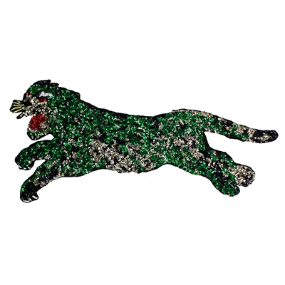 1061 gold green 1pc 1 шт. крутой Большой Тигр Леопард вышивка блестками аппликация для одежды DIY Модная одежда сумки пришить Аппликация Патчи TH1412 - Цвет: 1061 gold green 1pc