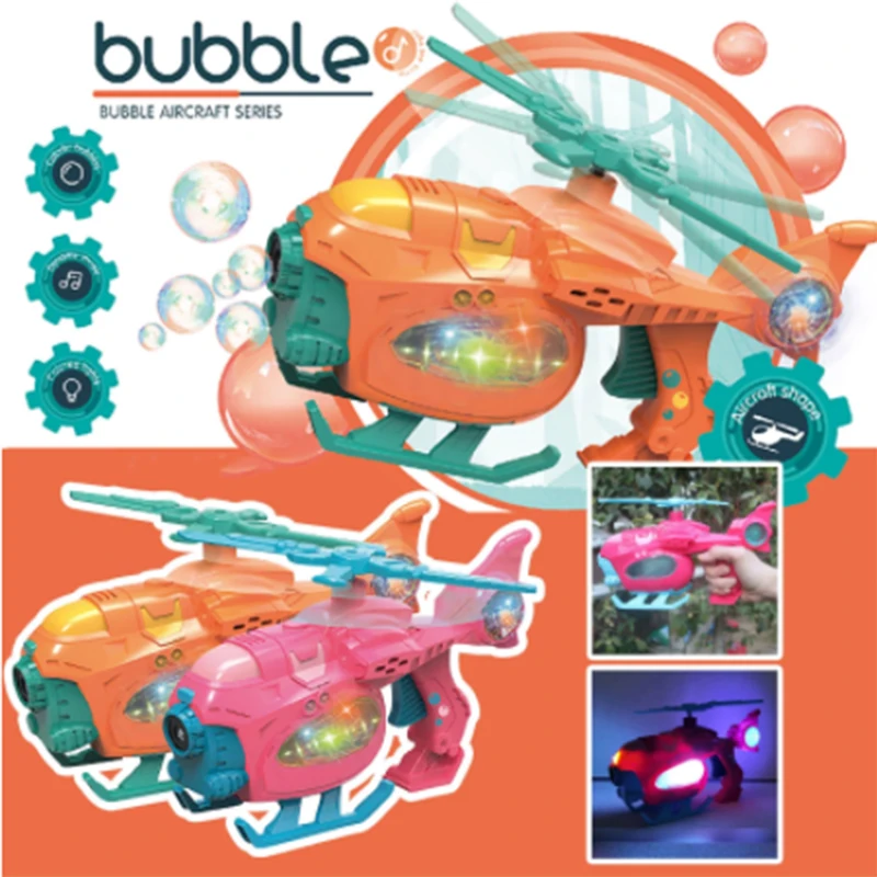 

2021 NEW 1pcs Electric Airplane Bubble Machine Music Lighting Toys Automatic Bubble Maker 50ml Kids Outdoor Toys Gifr Supplies