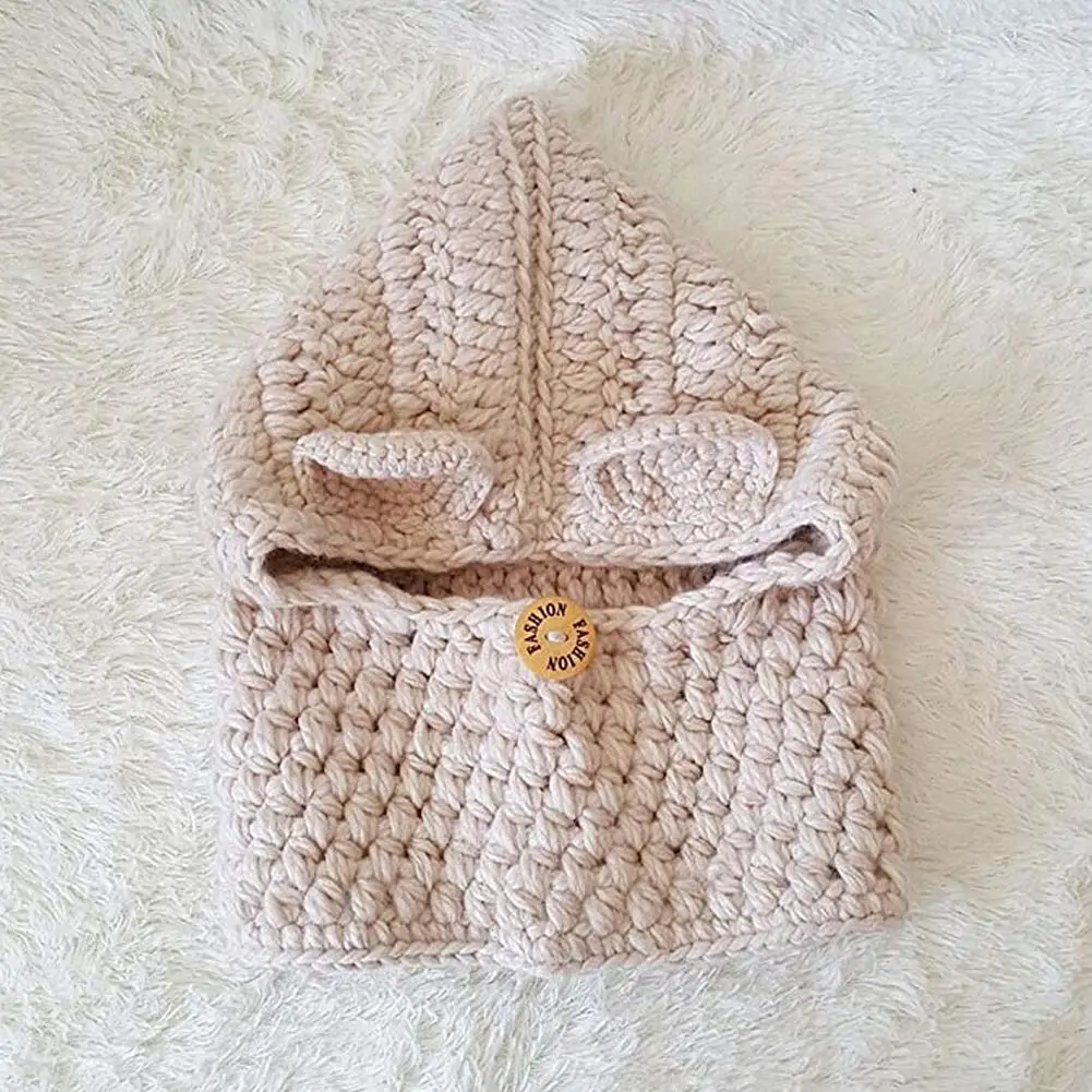 Детская шапка месяц плащ медведь зимняя детская ручная вязка шерстяная шарф