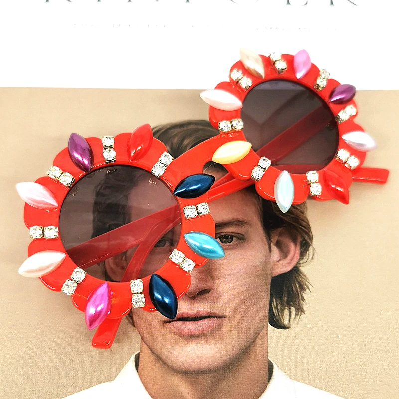 Великолепные Круглые детские солнцезащитные очки красочные с бриллиантами