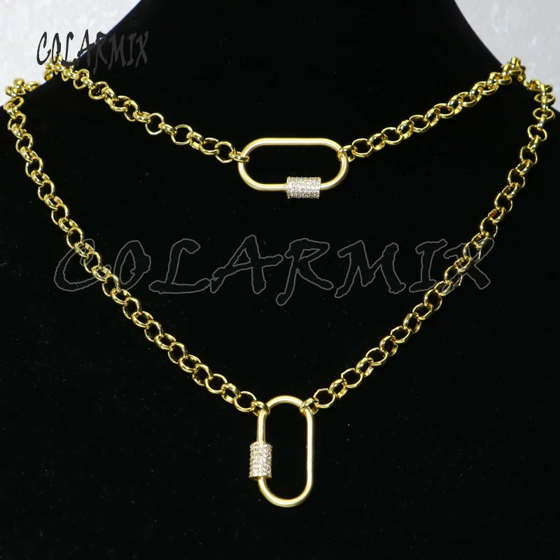 5 нитей модное овальное ожерелье с болтом хрустальные подвески большая цепочка