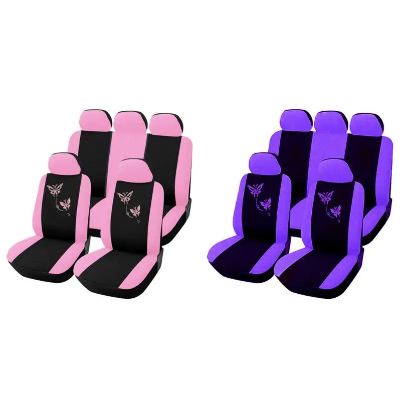 

2021 New 9pcs/set Car Universal Seat Covers Set Butterfly Embroidery Auto Seat Protector