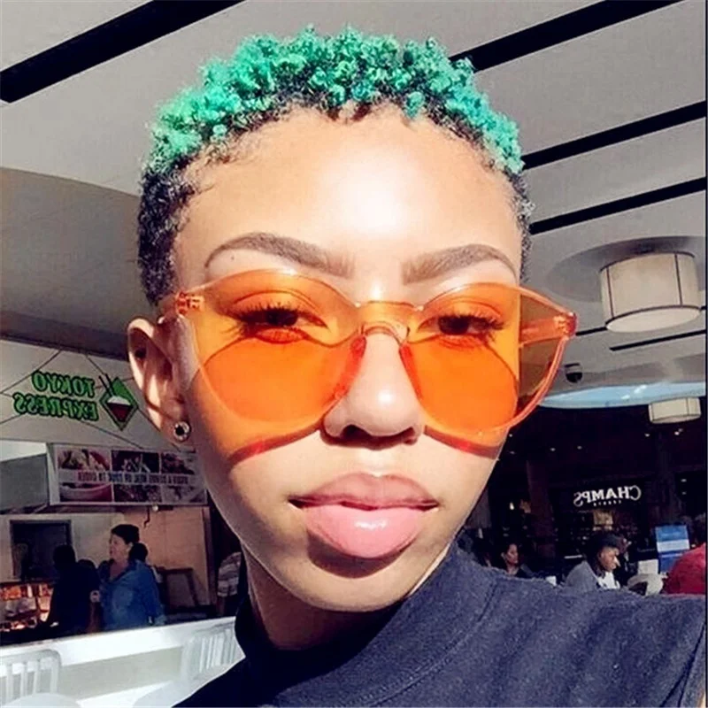 2020 без оправы Фрам конфеты Солнцезащитные очки кошачий глаз Для женщин Роскошные