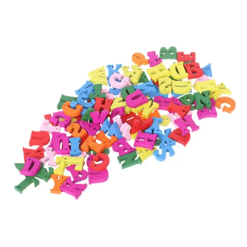

100pcs Wooden Letter Alphabet Word Carft DIY Decoration Button Kid Education Toy