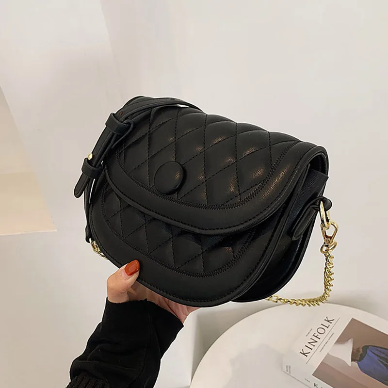 

Diamond Lattice Chain Small Bag PU Leather Crossbody Bags for Women 2021 New Ladies High Quality Shoulder Handbags