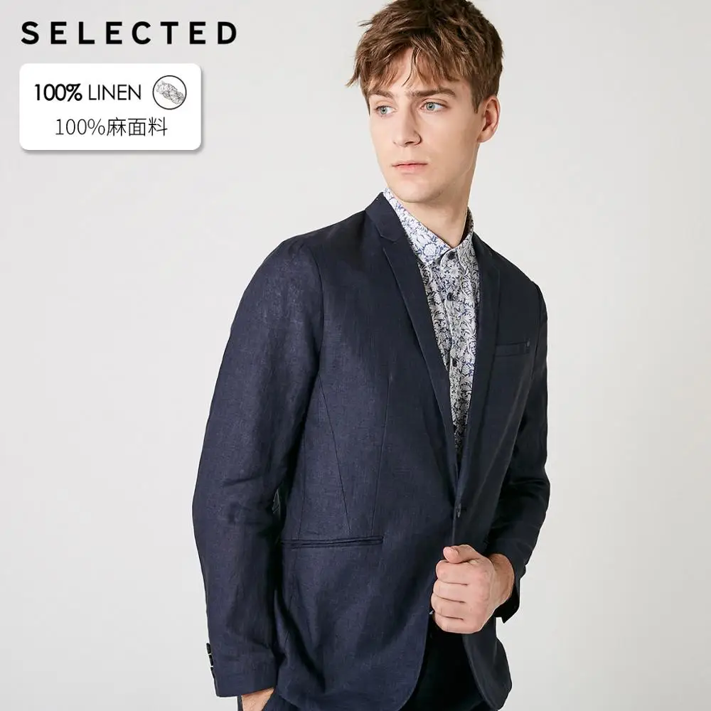 Мужская одежда из 100% льна с отложным воротником классический деловой блейзер S |