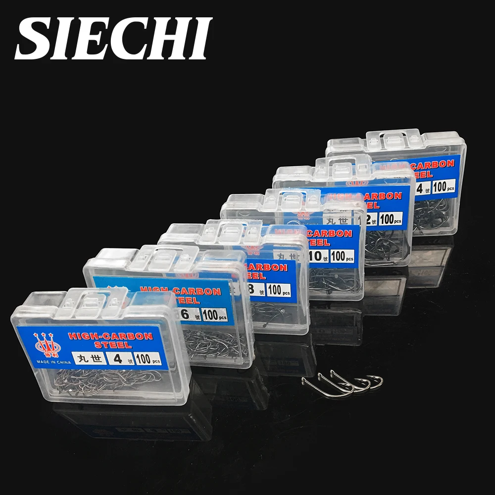 100 шт./кор. с высоким содержанием углерода Сталь рыболовный крючок рыболовные