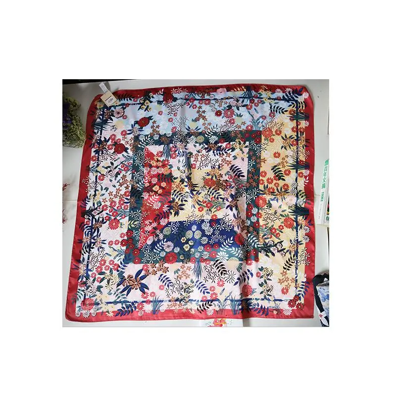 

Женские Цветочный Принт шарф с рисунком шарфы женский из мягкой кожи весенне-летний Мыс шаль, шарф квадратной формы, красный тропические ра...