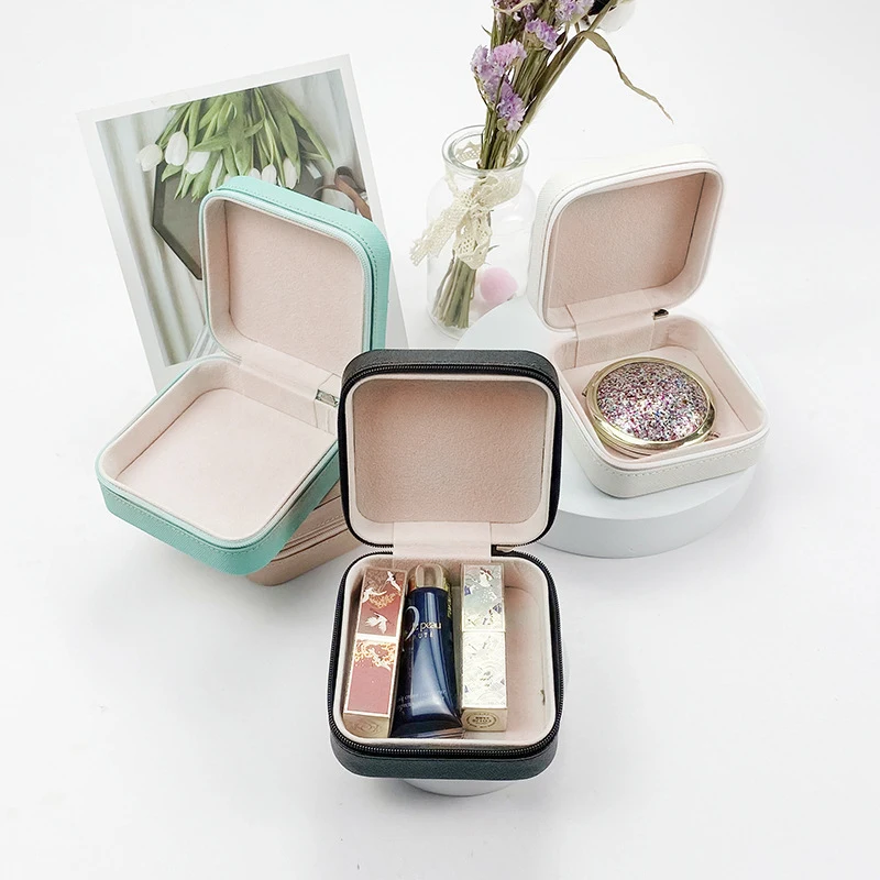 

Шкатулка для хранения ювелирных изделий, дорожный портативный мини-держатель для серег, ожерелий, колец, органайзер из искусственной кожи с...