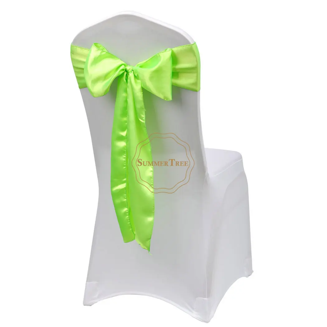 Neon Green 6x108 дюймов атласная лента на стул галстук-бабочка для банкета стула для свадебной вечеринки покрытие ремесло украшение 15x275 см атласная ткань - Цвет: Neon Green