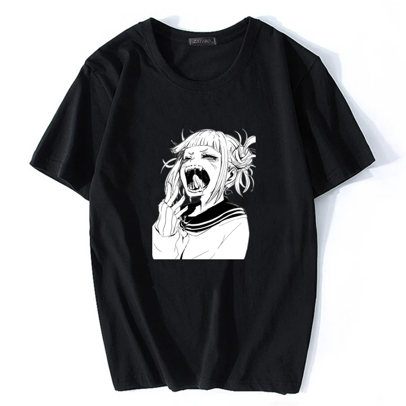 Black-01 Harajuku/японская Футболка с принтом Toga Himiko, Мужская футболка с надписью Boku No Hero Academy, Мужская Уличная футболка с надписью My Hero Academy, футболки в стиле хип-хоп - Цвет: Black-01