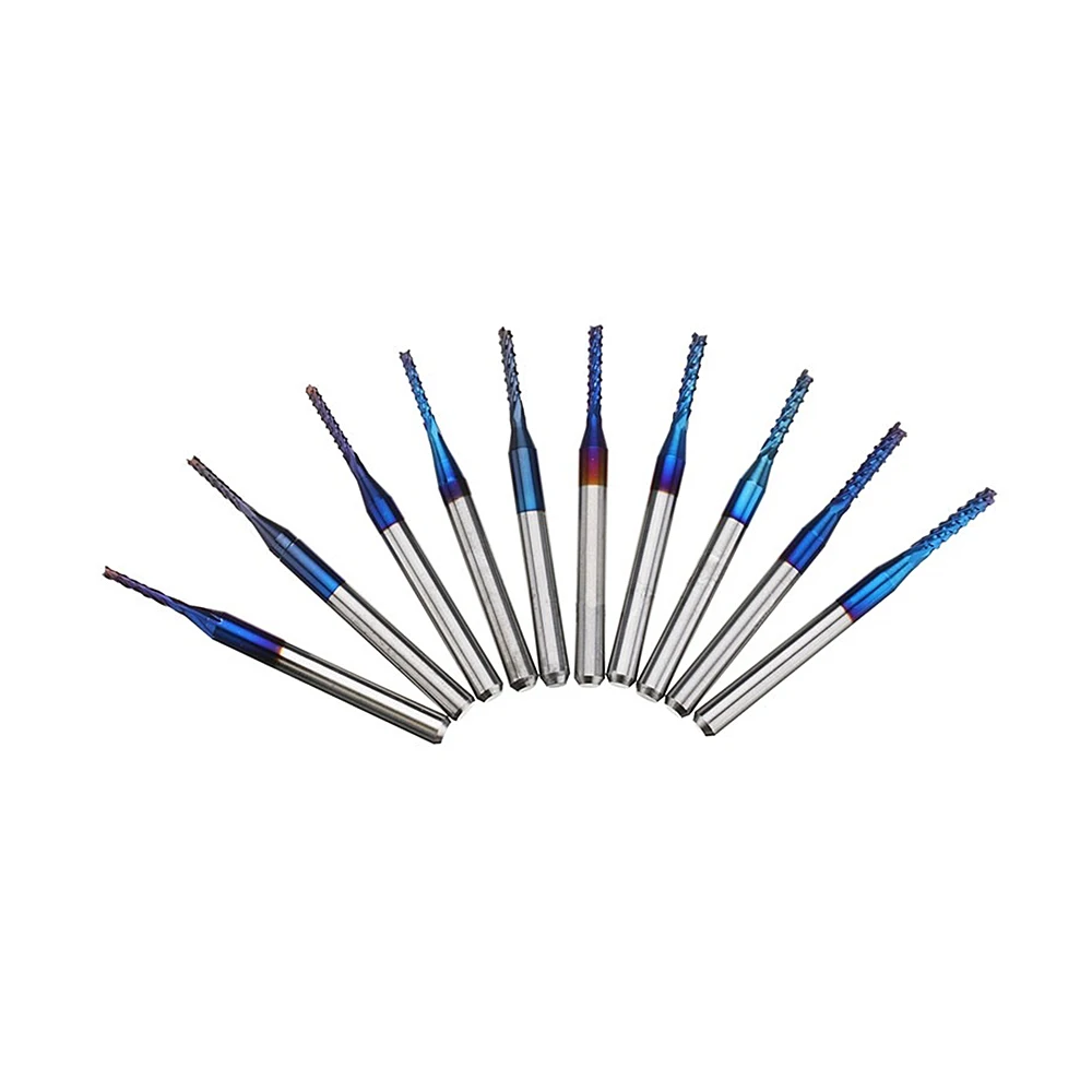 

10pcs 3.175mm Titanium Coated Essential CNC Router Bits End Mill Cutter Mini PCB Carbide Milling Cutter Kit Set For Milling Tool