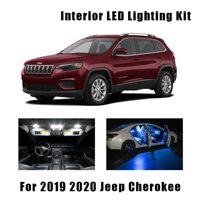 

10 Bulbs White Canbus LED Interior Light Kit Reading Lamps For 2019 2020 Jeep Cherokee Map Dome Trunk License Plate Lamp