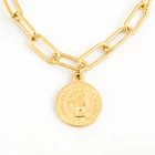 Ожерелье с монетами, Женская винтажная медаль, ожерелье с кулоном в форме Европейского цента, металлические религиозные украшения из нержавеющей стали