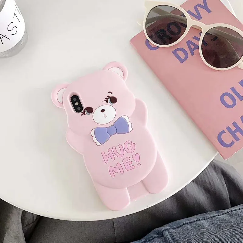 Мультяшный чехол для iPhone 5 6S 6 7 8 X XS Max Plus XR милый медведь мягкие силиконовые чехлы