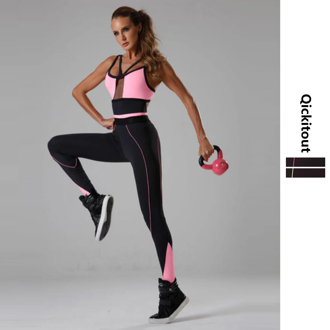 Новинка Летние Стильные женские леггинсы Quickitout контрастных цветов розовые и