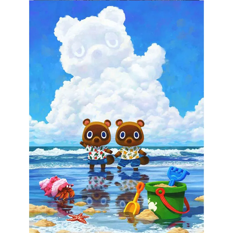 

Bears Clouds 5D Diy Diamond Painting Caroon Animals Landscape Full Square Diamond Embroidery Canvas Wall Art Home Decoration