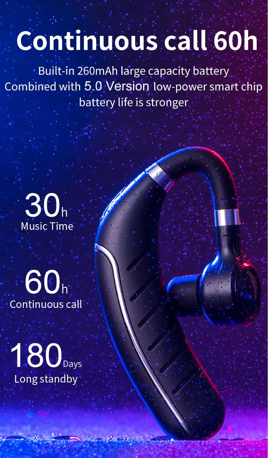 XGODY Bluetooth 5.0 Headset Mini Wireless Headphone Stereo Ear-Hook Earphone Hands-free Earbud For iPhone | Электроника
