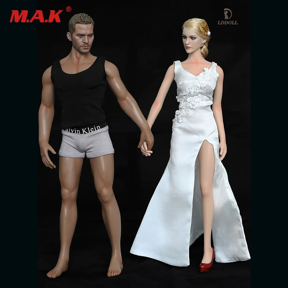 Goede 1/6 Walker Mannelijke Head Gebeeldhouwd Vrouwelijke Soldaat Pop Beweegbare Gewrichten Naadloze Siliconen Model Zachte Grote Breasted Paar Poppen