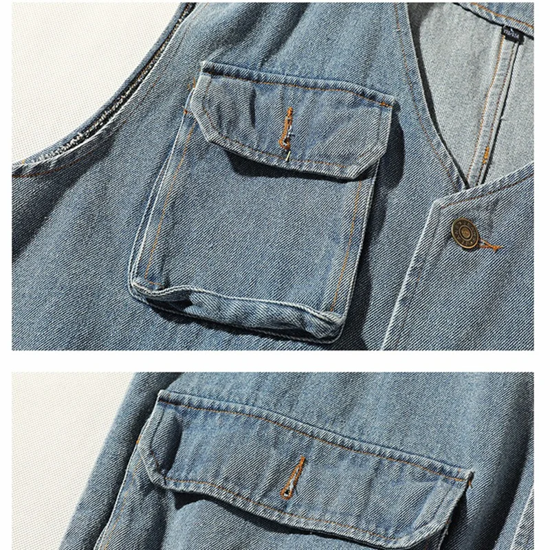 

BOLUBAO Brand Men Denim Vest Spring New Men's Retro Classic Casual Denim Vest Fashion Multi-Pocket Slim Fit Wild Vest Coat Male
