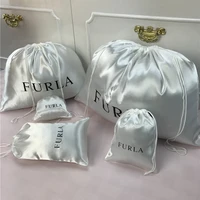 smoothly silk hair bags cloth shoes jewelry packaging gift wrappling bright satin dust proof drawstring pouch custom logo print