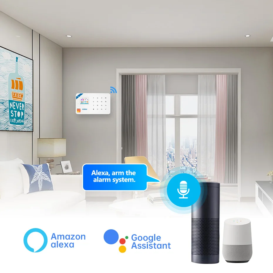 KERUI W181 Home Smart Security Alarm System Wireless WiFi GSM Tuya Control App 1.7 Inch Color Screen Operation Voice Prompt Host |