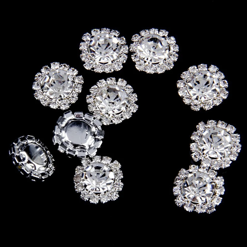 Hot Sale Crystal Rhinestone Button Flat back Decoration DIY 15mm 10 Pcs Clear | Дом и сад