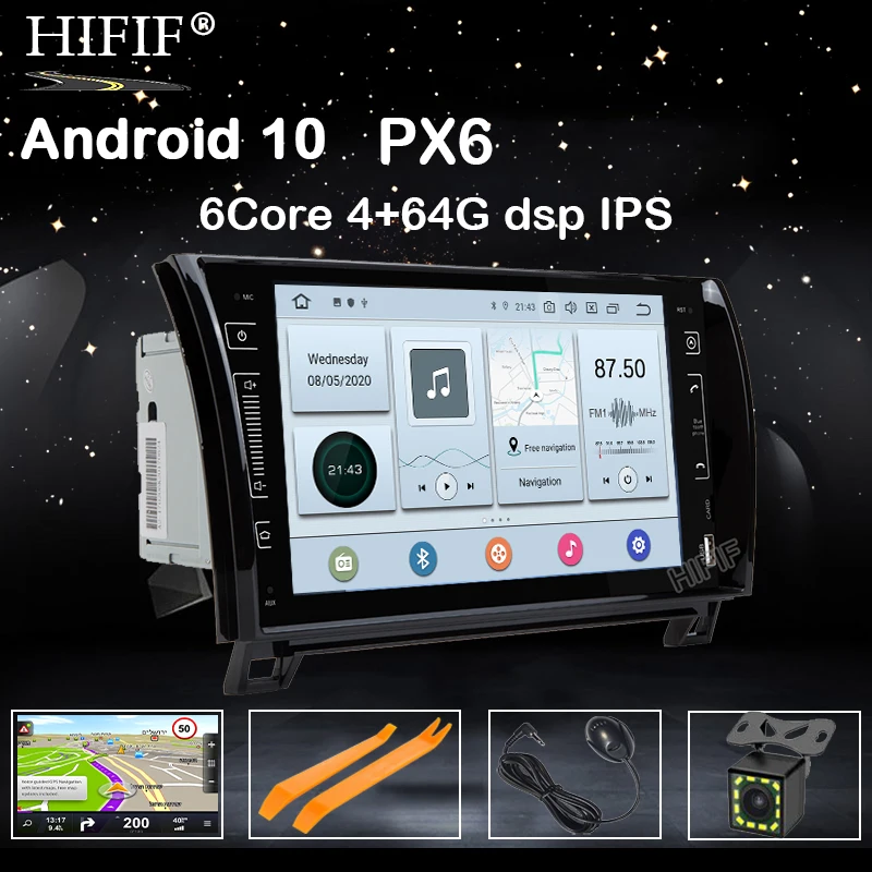 PX6 9 &quotIPS DSP экран Android 10 4G 2 DIN Автомобильный GPS для TOYOTA Sequoia Tundra без DVD плеера Радио