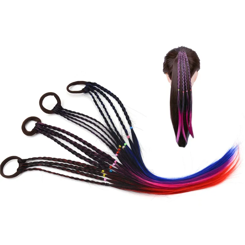 

Girls Elastic Hair Band Rubber Band Hair Accessories Wig Ponytail Headband Kids Twist Braid Rope Headdress Hair Braider